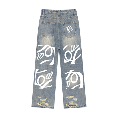 all over print,jeans