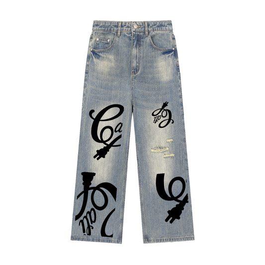 all over print,jeans