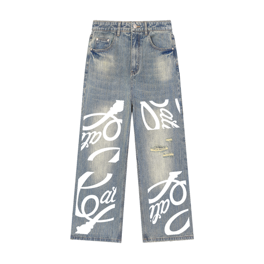 all over print,jeans