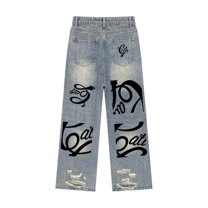 all over print,jeans